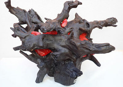 Pascale Dieleman - Art - Sculptures Bois et laque rouge - En plein cœur